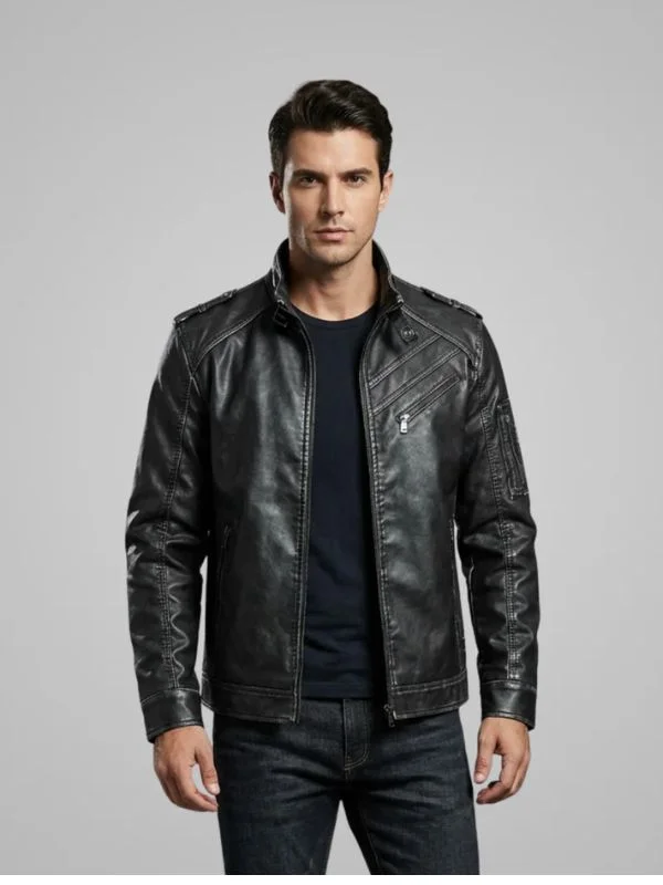men’s biker style streetwear spring jacket lightweight edgy design