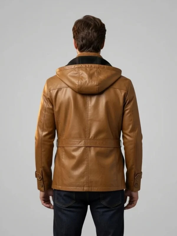 men’s brown urban hooded spring jacket with casual modern fit