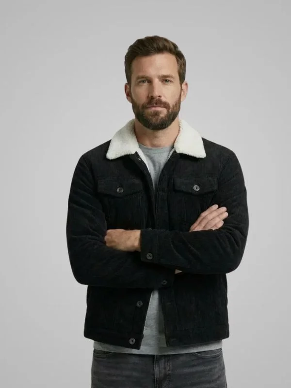 men’s lightweight padded corduroy jacket with comfortable fit