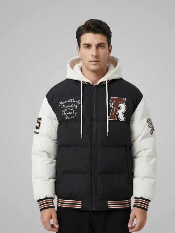 men’s streetwear varsity hooded jacket modern casual style