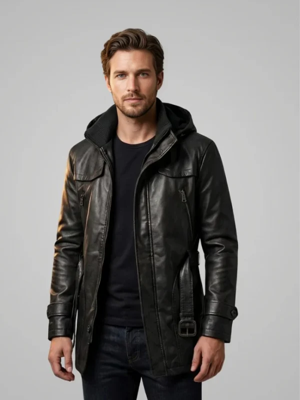 men’s black urban hooded spring jacket sleek lightweight design