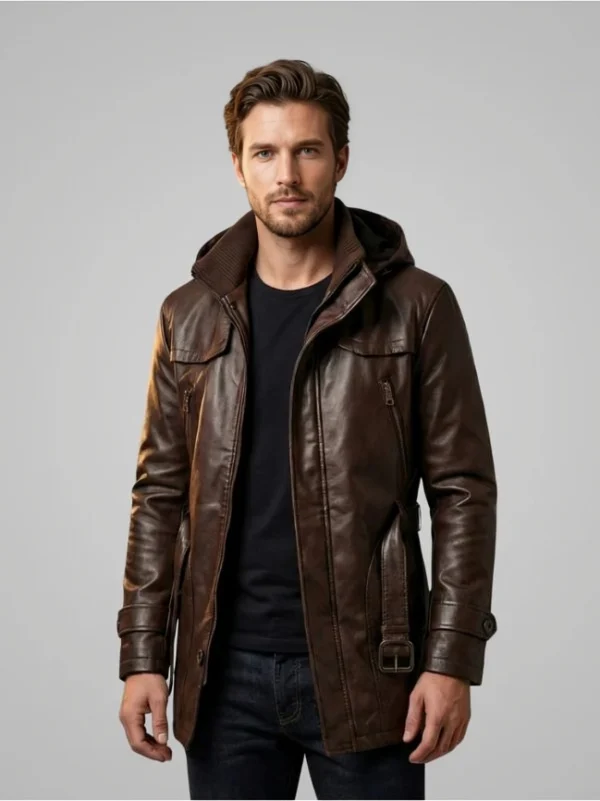 men’s khaki urban hooded spring jacket lightweight and stylish