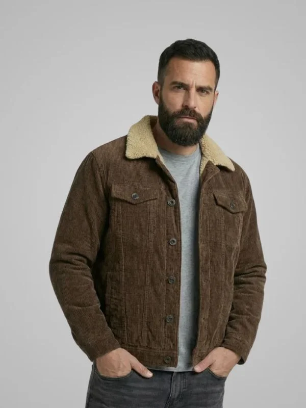 padded corduroy lightweight spring jacket with breathable insulation