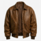 Classic Brown Leather Bomber Jacket