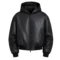 MensBlack Leather Hooded Bomber Jacket