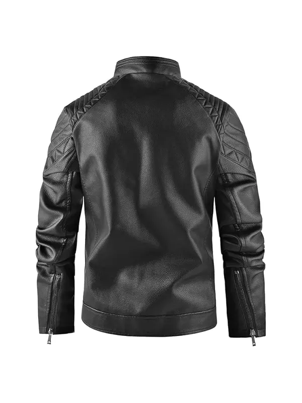 Biker Motorcycle Cafe Racer Jacket with Quilted Shoulder buy now