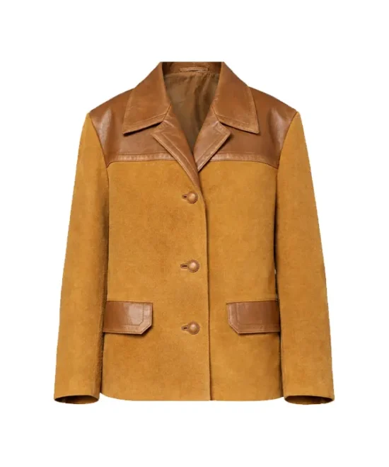 Women Leather Trimmed Oversized Suede Jacket